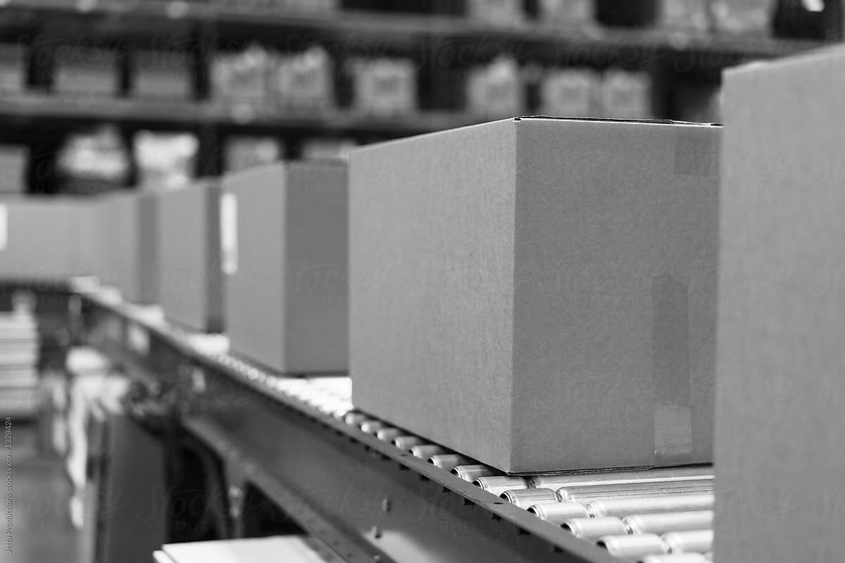 Boxes on a conveyer